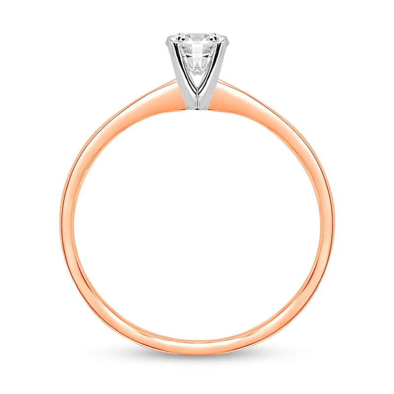 Main Image 2 of 1/2 CT. Certified Diamond Solitaire Engagement Ring in 14K Rose Gold (J/I1)