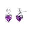 Thumbnail Image 1 of 6.0mm Heart-Shaped Amethyst and 1/15 CT. T.W. Diamond Twist Drop Earrings in 10K White Gold