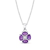 Thumbnail Image 1 of Oval Amethyst and 1/20 CT. T.W. Diamond Flower Pendant in 14K White Gold