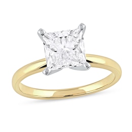 1-1/2 CT. Certified Princess-Cut Lab-Created Diamond Solitaire Engagement Ring in 14K Gold (F/VS2)