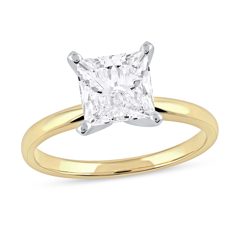 Main Image 1 of 1-1/2 CT. Certified Princess-Cut Lab-Created Diamond Solitaire Engagement Ring in 14K Gold (F/VS2)