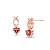 Thumbnail Image 1 of 4.0mm Heart-Shaped Garnet and Diamond Accent Ichthus Drop Earrings in 10K Rose Gold