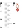 Thumbnail Image 3 of 4.0mm Heart-Shaped Garnet and Diamond Accent Ichthus Drop Earrings in 10K Rose Gold