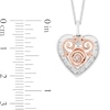 Thumbnail Image 3 of Enchanted Disney Belle 1/5 CT. T.W. Diamond Rose Heart Frame Pendant in Sterling Silver and 10K Rose Gold - 19&quot;