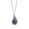 Thumbnail Image 1 of Enchanted Disney Villains Dr. Facilier Amethyst and 1/10 CT. T.W. Diamond Frame Feather Pendant in Sterling Silver