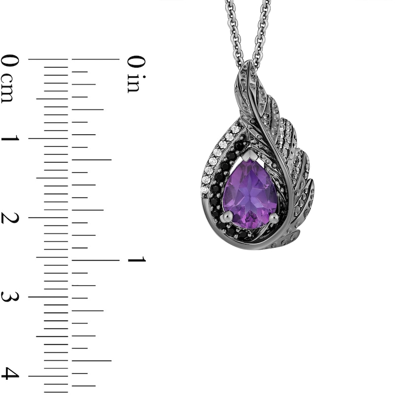 Main Image 3 of Enchanted Disney Villains Dr. Facilier Amethyst and 1/10 CT. T.W. Diamond Frame Feather Pendant in Sterling Silver