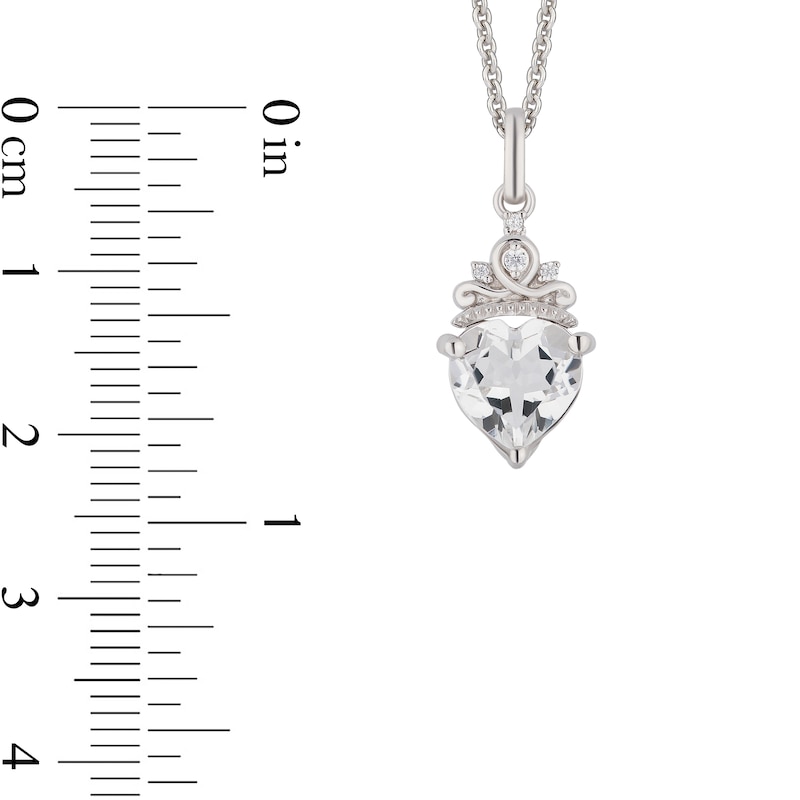 Enchanted Disney Majestic Princess White Topaz and Diamond Crown Pendant and Stud Earrings Set in Sterling Silver - 19”