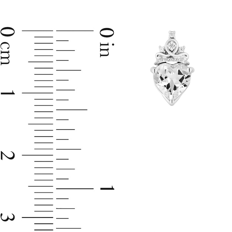 Main Image 7 of Enchanted Disney Majestic Princess White Topaz and Diamond Crown Pendant and Stud Earrings Set in Sterling Silver - 19”