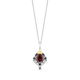 Enchanted Disney Villains Evil Queen Oval Garnet and 1/6 CT. T.W. Diamond Pendant in Sterling Silver and 10K Gold