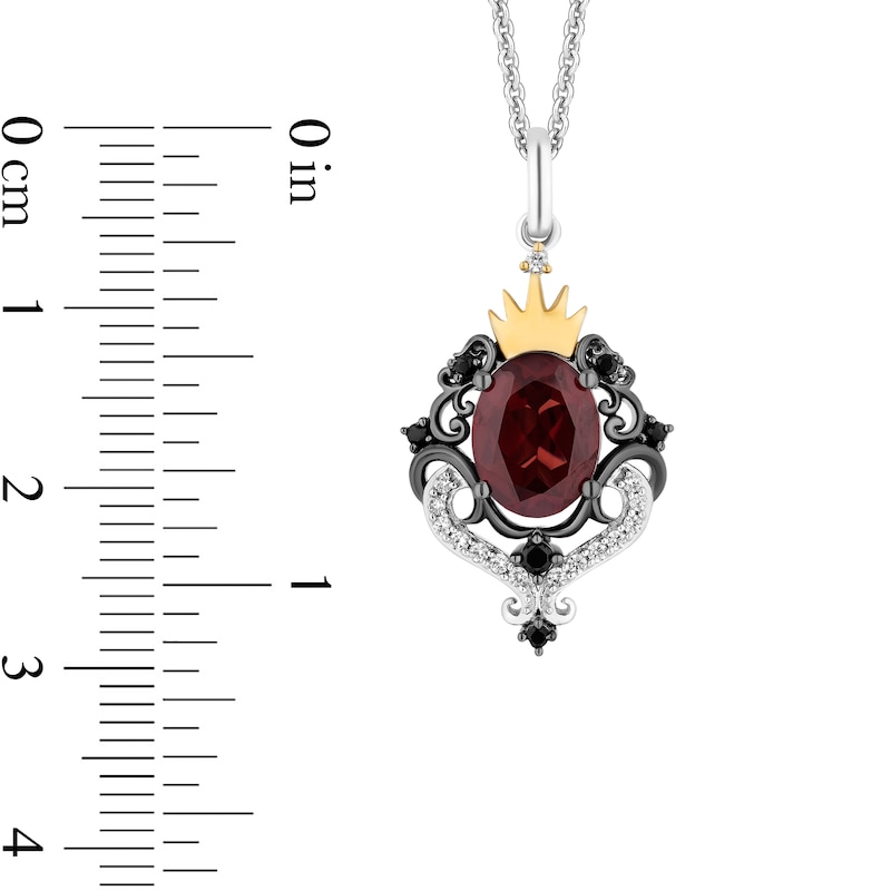 Main Image 3 of Enchanted Disney Villains Evil Queen Oval Garnet and 1/6 CT. T.W. Diamond Pendant in Sterling Silver and 10K Gold