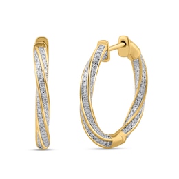 1-1/4 CT. T.W. Diamond Twist Hoop Earrings in 10K Gold