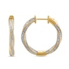 Thumbnail Image 2 of 1-1/4 CT. T.W. Diamond Twist Hoop Earrings in 10K Gold