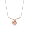 Thumbnail Image 1 of Enchanted Disney Belle 1/4 CT. T.W. Diamond Rose Chevron Necklace in Sterling Silver and 10K Rose Gold