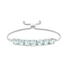Thumbnail Image 0 of 7.0mm Cushion-Cut Aquamarine Seven Stone Bolo Bracelet in Sterling Silver - 8"