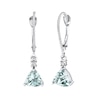 Thumbnail Image 1 of 6.0mm Trillion-Cut Aquamarine and 1/20 CT. T.W. Diamond Drop Earrings in 14K White Gold