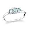 Thumbnail Image 1 of Oval Aquamarine and Diamond Accent Three Stone Ring in 14K White Gold