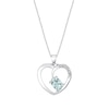 Thumbnail Image 0 of Offset Oval Aquamarine and Diamond Accent Heart Pendant in 14K White Gold