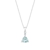 Thumbnail Image 1 of 7.0mm Trillion-Cut Aquamarine and Diamond Accent Drop Pendant in 14K White Gold