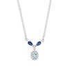 Thumbnail Image 0 of Oval Aquamarine, Iolite and 1/6 CT. T.W. Diamond Sunburst Frame "Y" Necklace in 14K White Gold - 16"