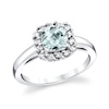 Thumbnail Image 1 of 6.0mm Cushion-Shaped Aquamarine and 1/4 CT. T.W. Diamond Frame Ring in 14K White Gold