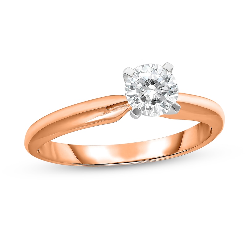 Main Image 1 of 1/3 CT. Diamond Solitaire Engagement Ring in 14K Rose Gold (J/I2) - Size 7