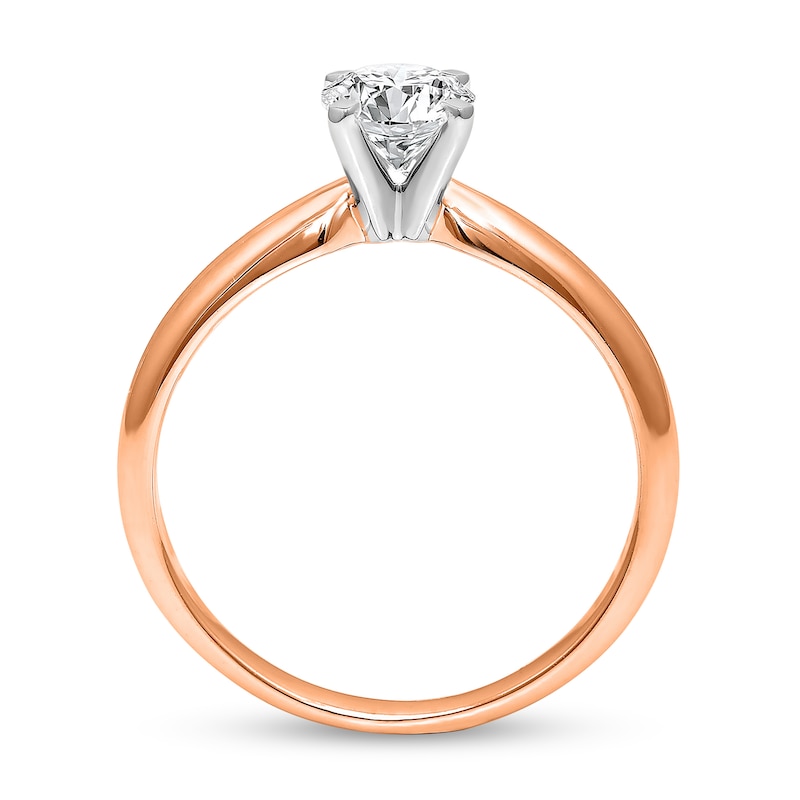 Main Image 2 of 1/2 CT. Diamond Solitaire Engagement Ring in 14K Rose Gold (J/I2) - Size 7