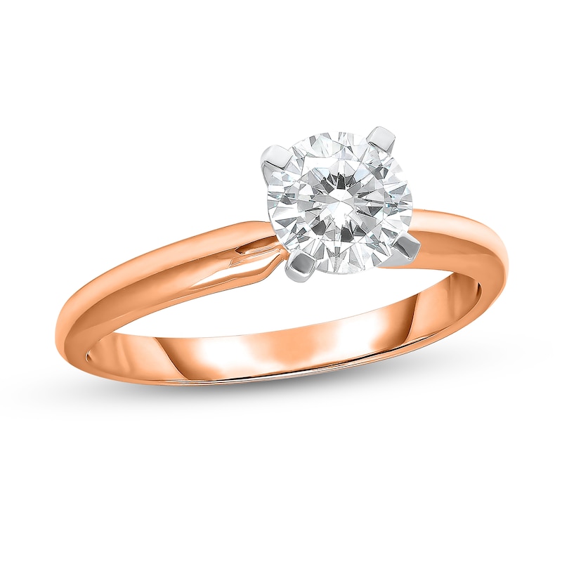 Main Image 1 of 1 CT. Certified Diamond Solitaire Engagement Ring in 14K Rose Gold (J/I2) - Size 7