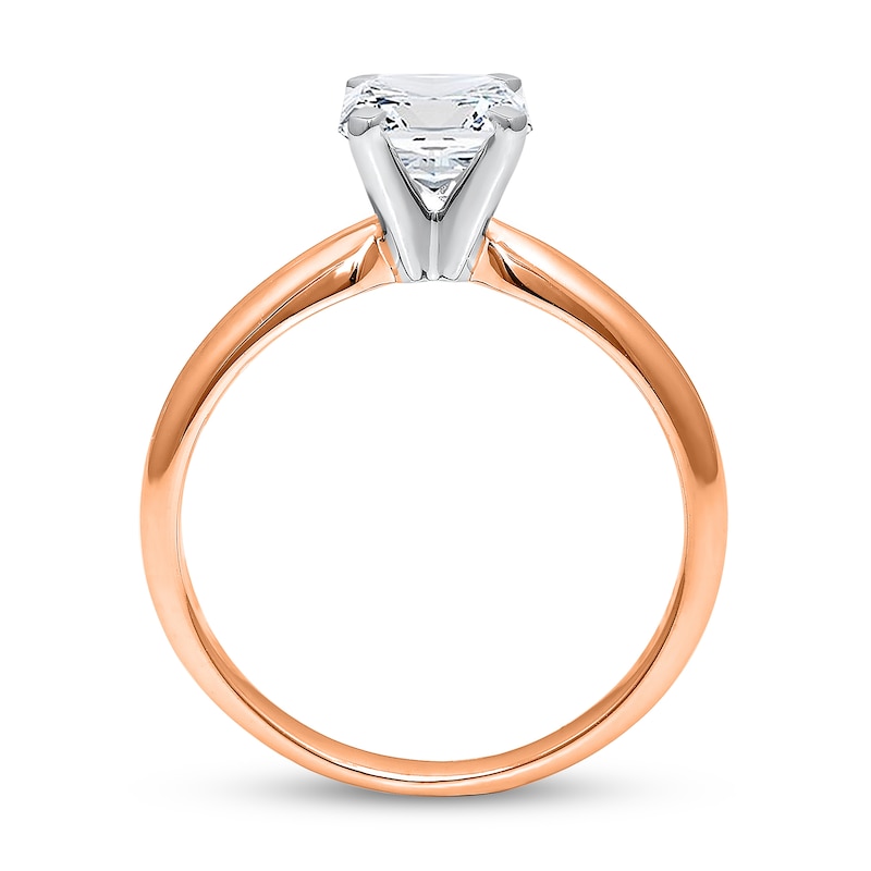 Main Image 2 of 1 CT. Certified Princess-Cut Diamond Solitaire Engagement Ring in 14K Rose Gold (J/I2) - Size 7