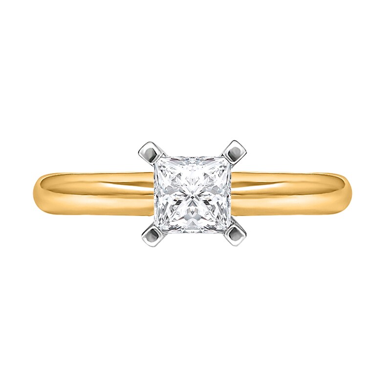 Main Image 3 of 1/3 CT. Princess-Cut Diamond Solitaire Engagement Ring in 14K Gold (J/I2) - Size 7