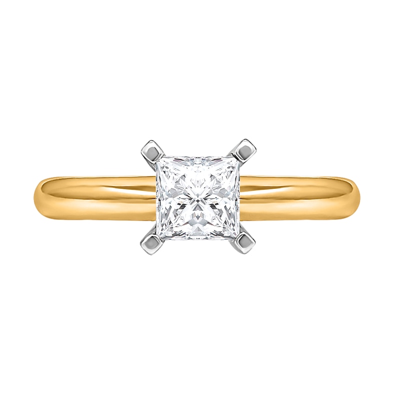 Main Image 3 of 1 CT. Certified Princess-Cut Diamond Solitaire Engagement Ring in 14K Gold (J/I2) - Size 7