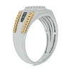 Thumbnail Image 2 of 1/2 CT. T.W. Cushion-Shaped Multi-Diamond Frame Chain Edge Ring in Sterling Silver and 10K Gold