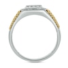 Thumbnail Image 3 of 1/2 CT. T.W. Cushion-Shaped Multi-Diamond Frame Chain Edge Ring in Sterling Silver and 10K Gold