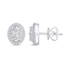 Thumbnail Image 2 of 1 CT. T.W. Oval-Shaped Multi-Diamond Framed Stud Earrings in 14K White Gold