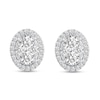 Thumbnail Image 3 of 1 CT. T.W. Oval-Shaped Multi-Diamond Framed Stud Earrings in 14K White Gold