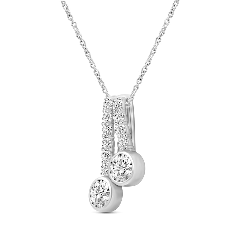 Main Image 2 of 1 CT. T.W. Diamond Double Drop Pendant in 14K White Gold - 19&quot;