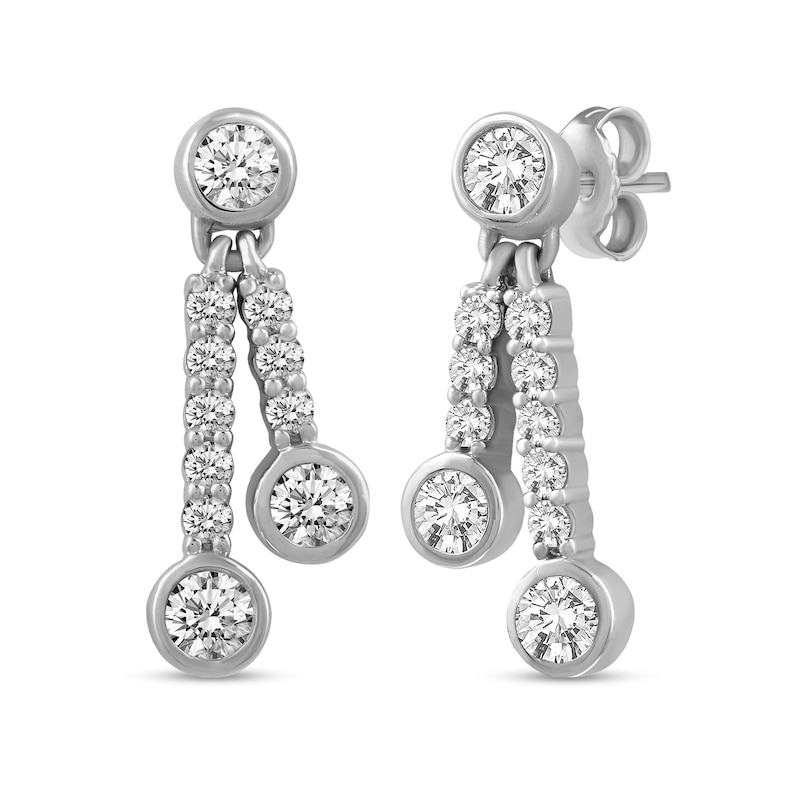 3/8 CT. T.W. Diamond Double Drop Earrings in 14K White Gold | Zales Outlet