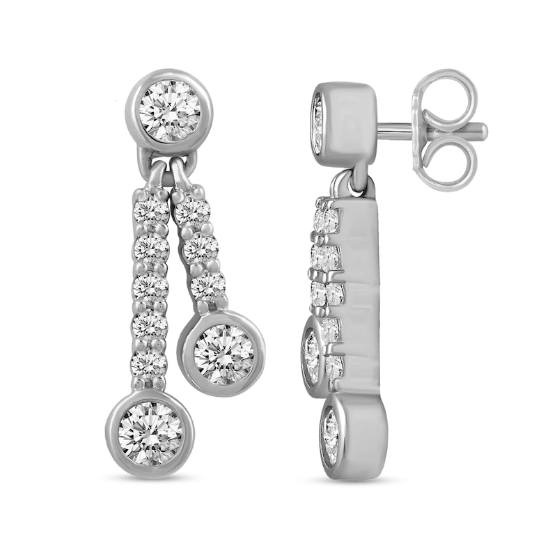 Main Image 2 of 3/8 CT. T.W. Diamond Double Drop Earrings in 14K White Gold