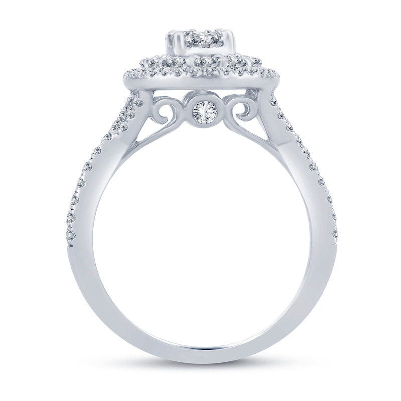 Main Image 3 of 1-1/4 CT. T.W. Multi-Diamond Oval Framed Engagement Ring in 14K White Gold