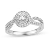 Thumbnail Image 1 of 3/4 CT. T.W. Diamond Framed Swirl Shank Engagement Ring in 14K White Gold