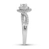 Thumbnail Image 2 of 3/4 CT. T.W. Diamond Framed Swirl Shank Engagement Ring in 14K White Gold