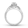 Thumbnail Image 3 of 3/4 CT. T.W. Diamond Framed Swirl Shank Engagement Ring in 14K White Gold