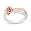 Thumbnail Image 1 of Enchanted Disney Belle 1/6 CT. T.W. Diamond Rose Crossover Ring in Sterling Silver and 10K Rose Gold