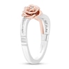 Thumbnail Image 2 of Enchanted Disney Belle 1/6 CT. T.W. Diamond Rose Crossover Ring in Sterling Silver and 10K Rose Gold