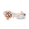 Thumbnail Image 4 of Enchanted Disney Belle 1/6 CT. T.W. Diamond Rose Crossover Ring in Sterling Silver and 10K Rose Gold