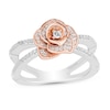 Thumbnail Image 1 of Enchanted Disney Belle 1/4 CT. T.W. Diamond Rose Orbit Split Shank Ring in Sterling Silver and 10K Rose Gold - Size 7