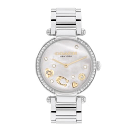 Ladies' Coach Cary Crystal Accent Motif Watch with White Mother-of-Pearl Dial (Model: 14504264)