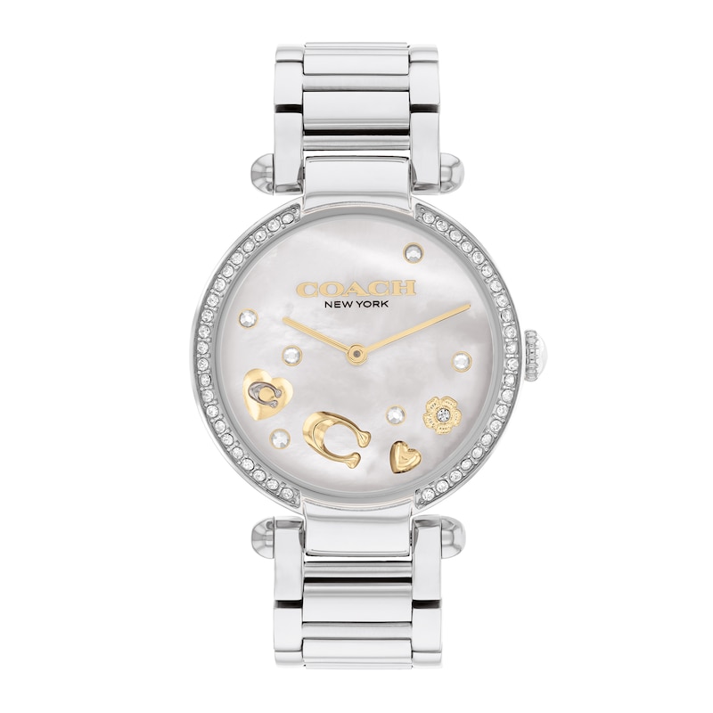 Main Image 1 of Ladies' Coach Cary Crystal Accent Motif Watch with White Mother-of-Pearl Dial (Model: 14504264)