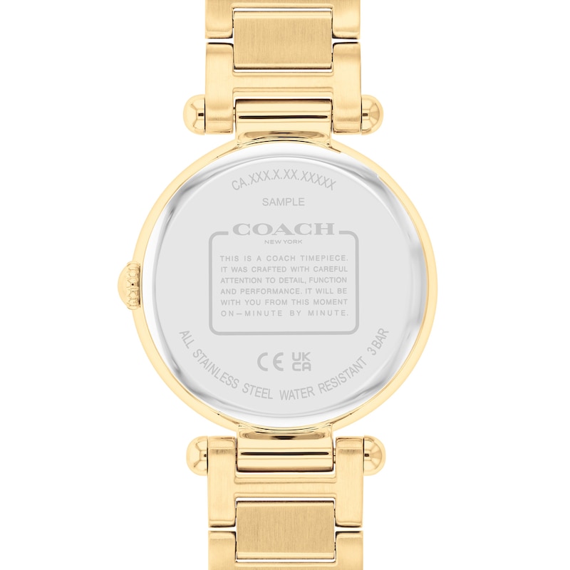 Main Image 3 of Ladies' Coach Cary Crystal Accent Motif Gold-Tone IP Watch with White Mother-of-Pearl Dial (Model: 14504265)