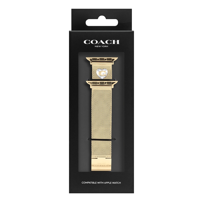 Main Image 1 of Ladies' Coach Apple Straps Gold-Tone Mesh Interchangeable Replacement Band Smart Watch Attachment (Model: 14700255)