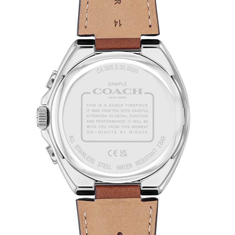 Main Image 3 of Men's Coach Jackson Chronograph Brown Leather Strap Watch with Blue Dial (Model: 14602683)